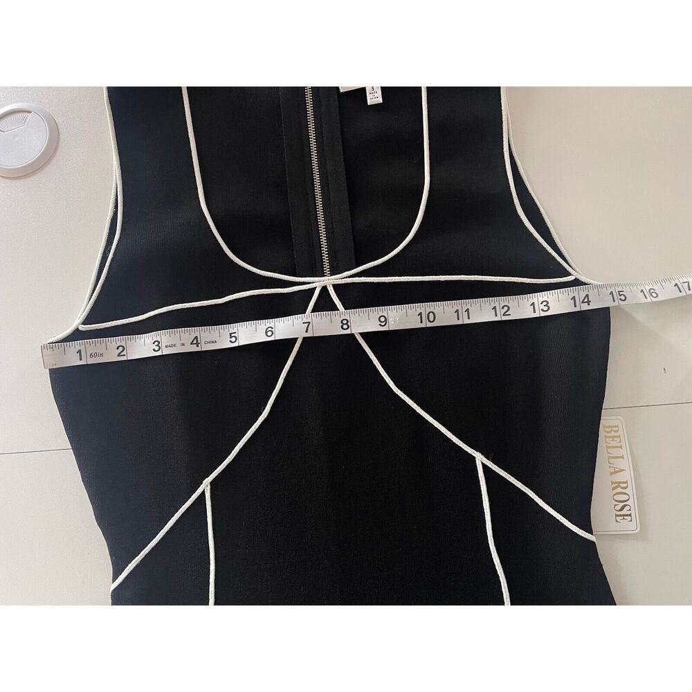 Milly Black White Trim Pencil Dress Ribbed Stretch Size Small NWT - Picture 6 of 10